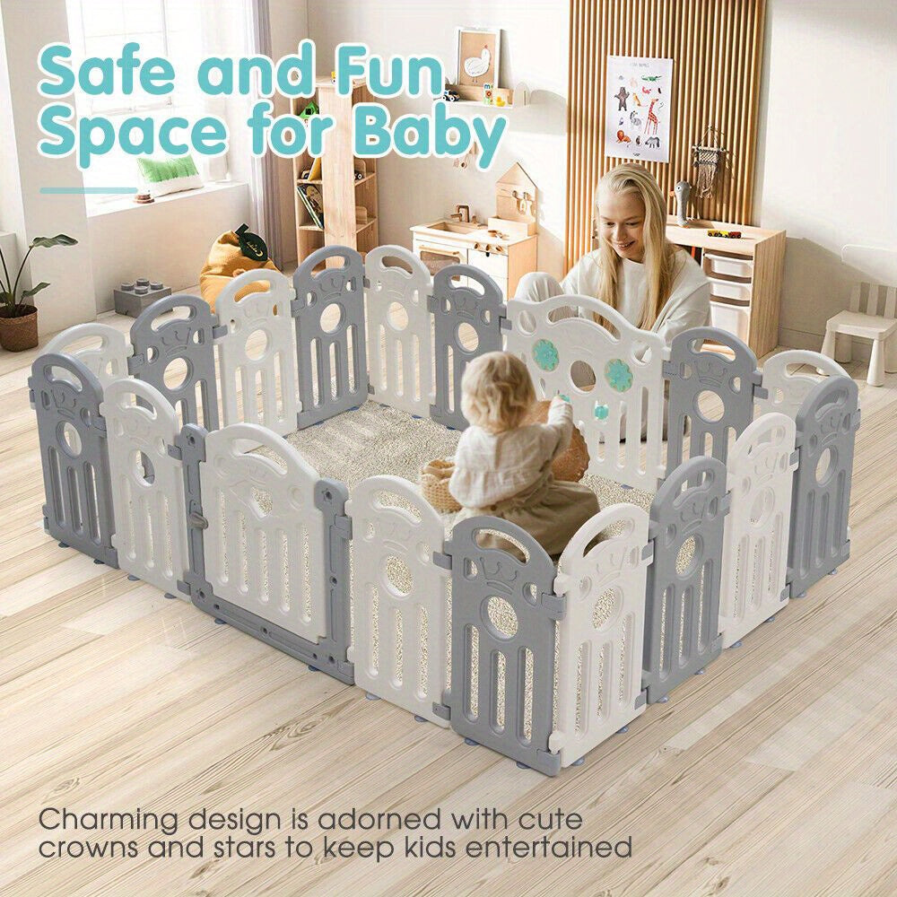 Kids Playpen 18-Panel Baby Safety Gate Fence-3