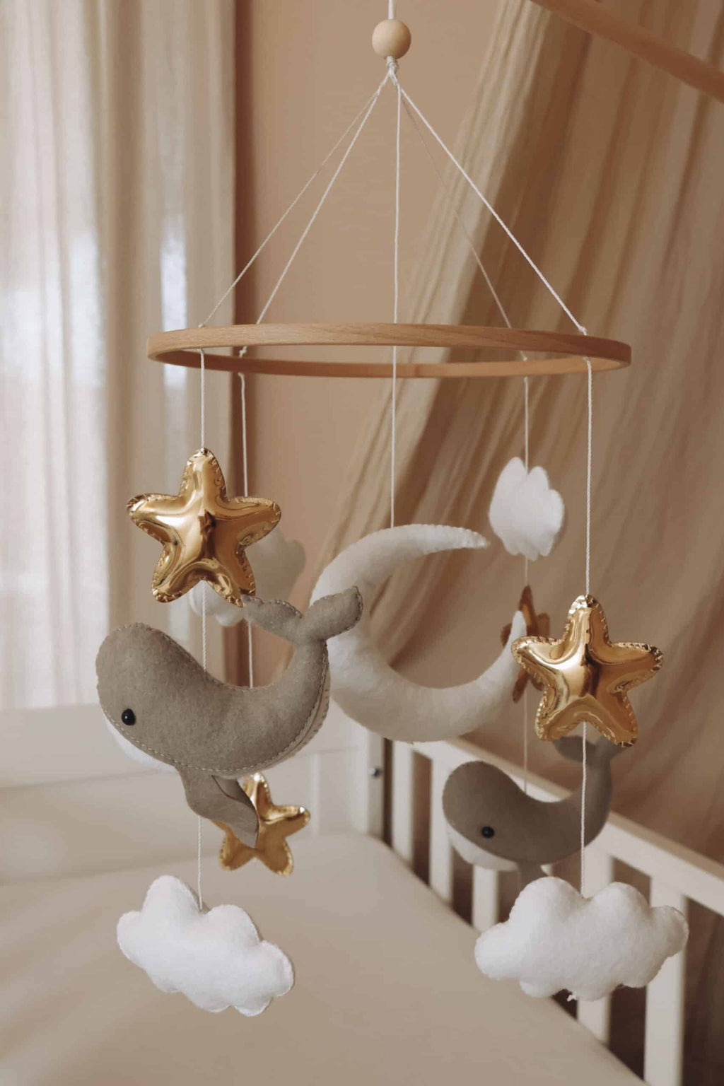 Handmade Little Whales baby mobile-14