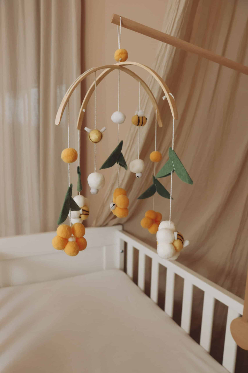 Handmade Yellow Bees baby mobile