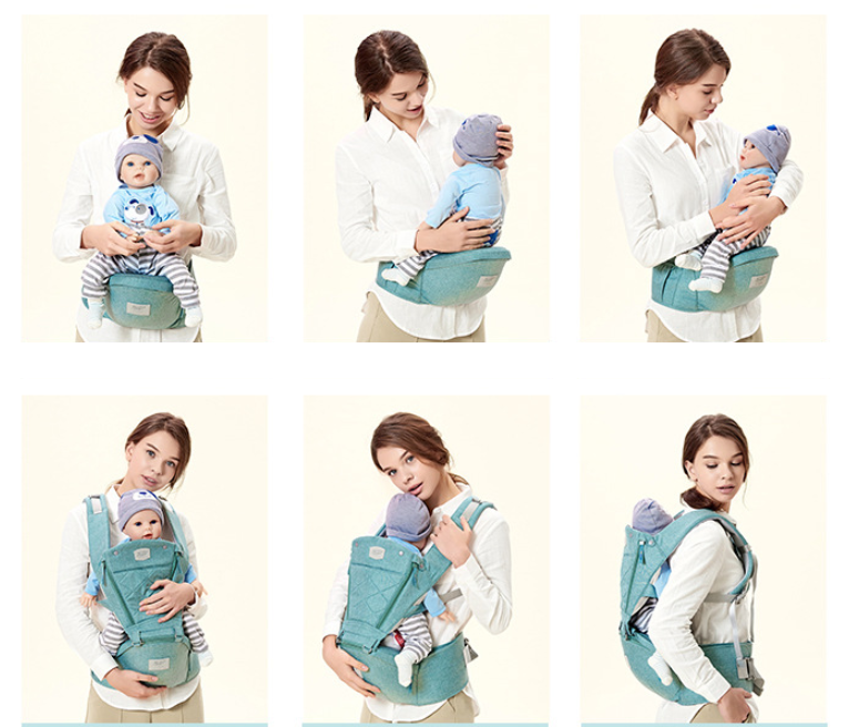 Baby Carrier with Bass Bear Hip Seat – Front Carry, Adjustable & Comfortable