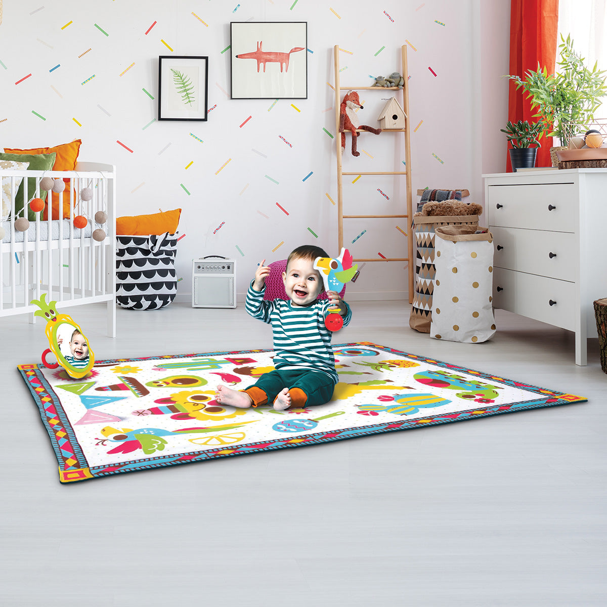NNEDPE Yookidoo Fiesta Kids Baby Activity Playmat to Bag with Musical Rattle-4