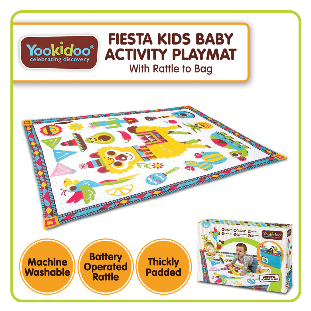 NNEDPE Yookidoo Fiesta Kids Baby Activity Playmat to Bag with Musical Rattle-1