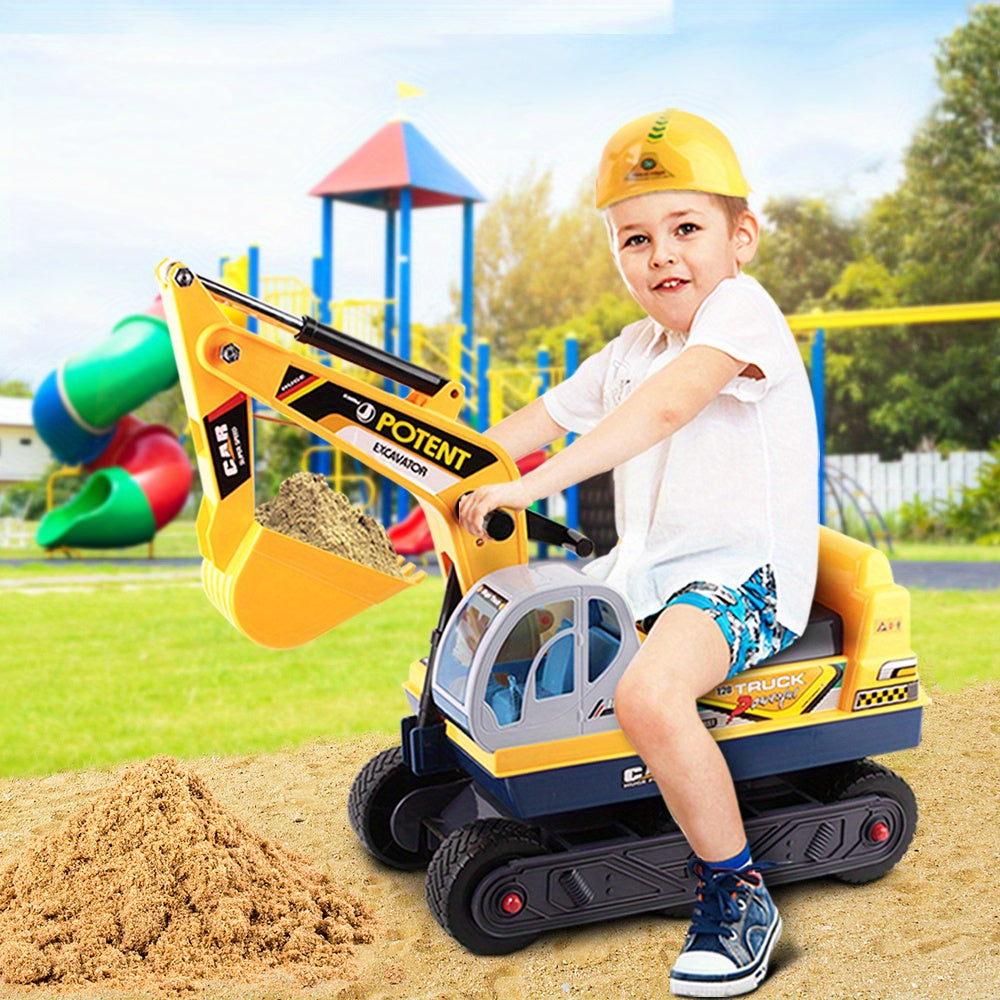 Ride-On Excavator Toy with Helmet-3