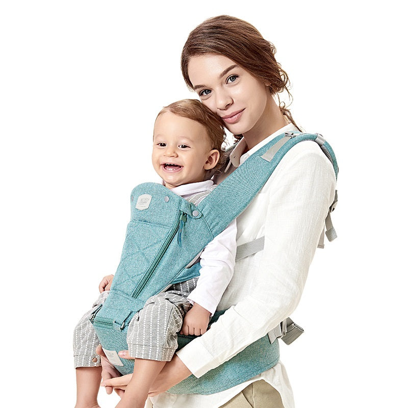 Baby Carrier with Bass Bear Hip Seat – Front Carry, Adjustable & Comfortable