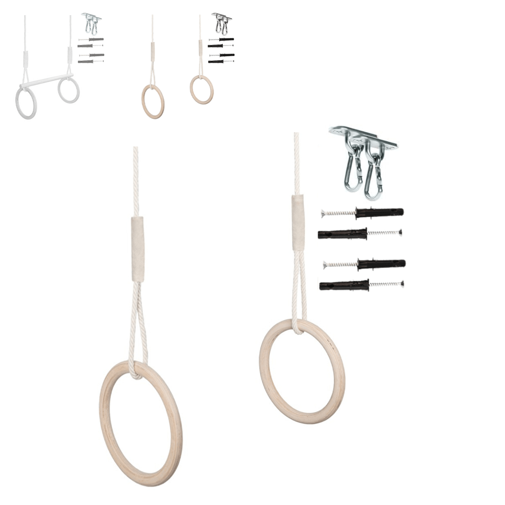 Trapeze swing with gym rings