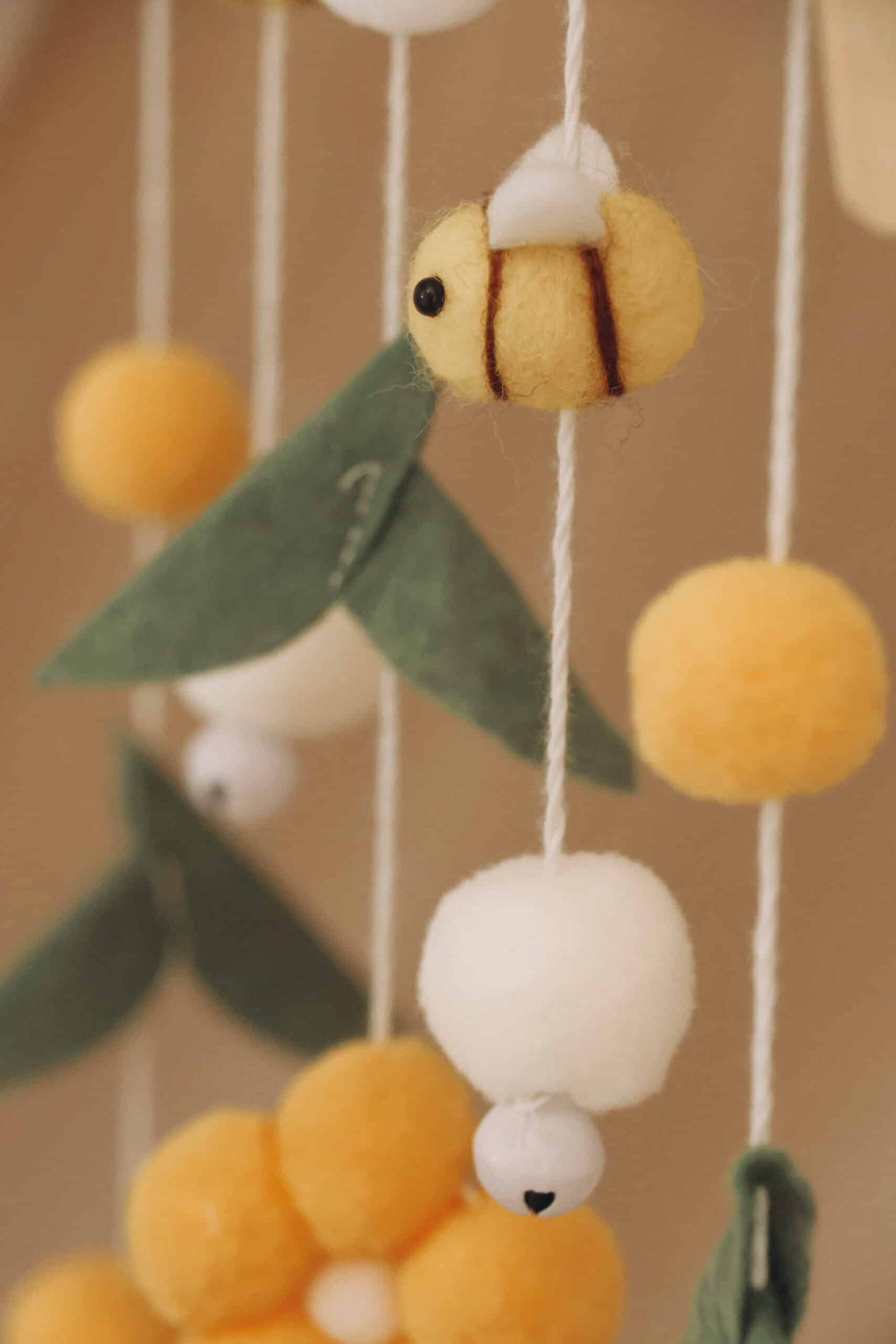 Handmade Yellow Bees baby mobile
