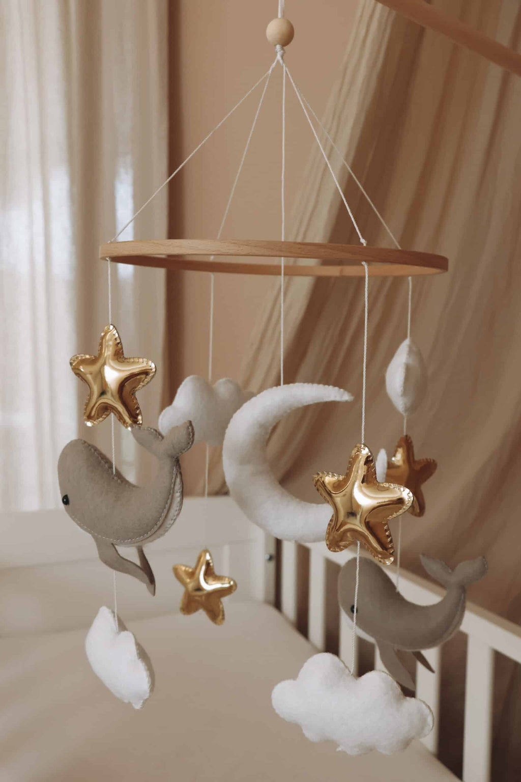 Handmade Little Whales baby mobile-12