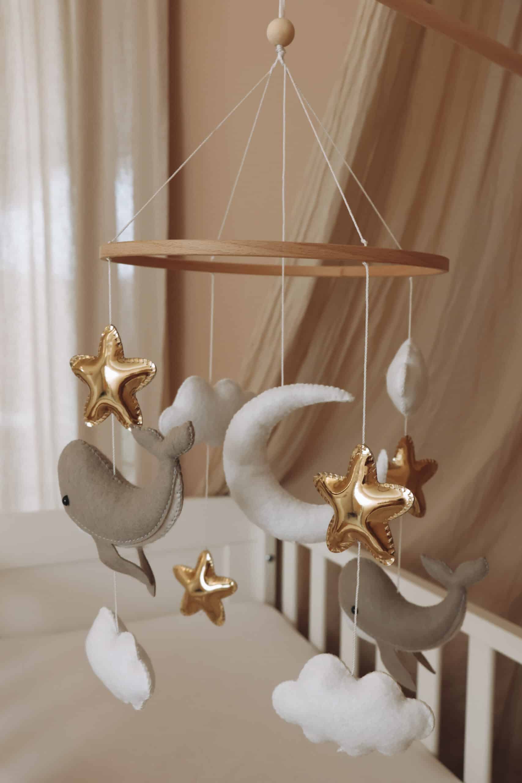 Handmade Little Whales baby mobile-12