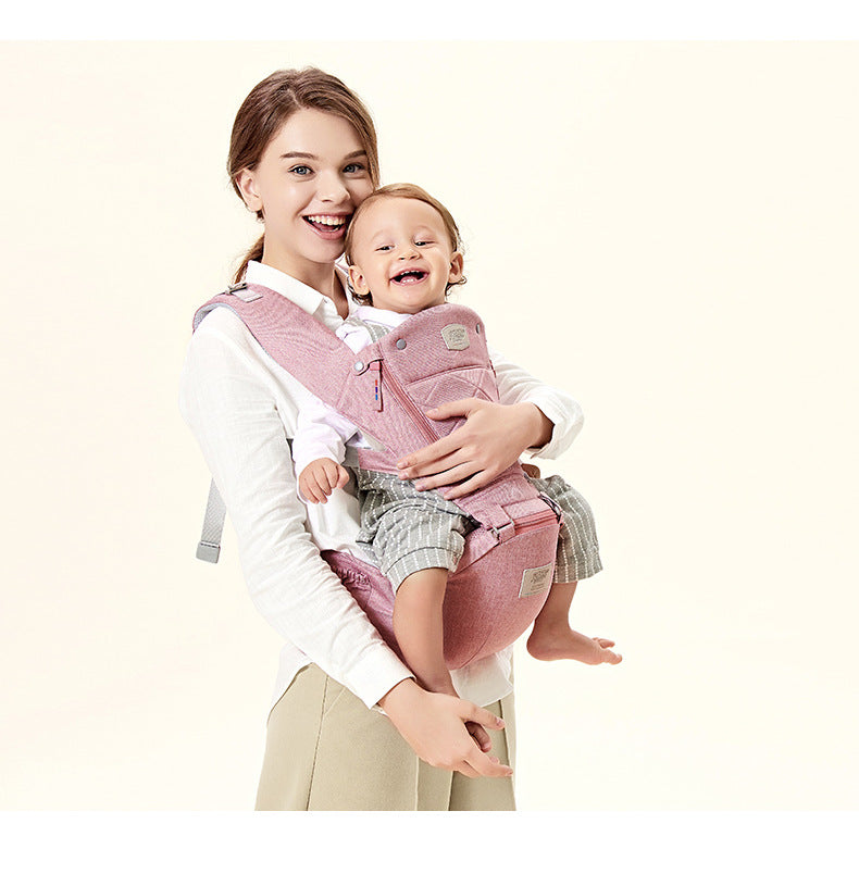 Baby Carrier with Bass Bear Hip Seat – Front Carry, Adjustable & Comfortable