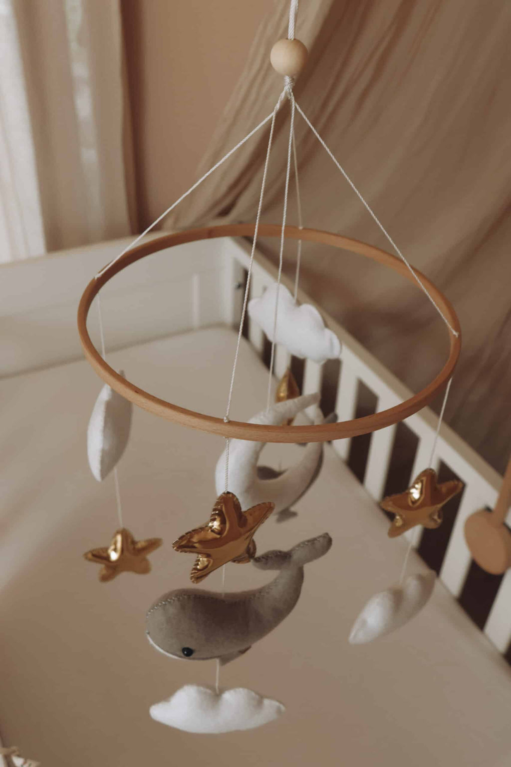 Handmade Little Whales baby mobile-8