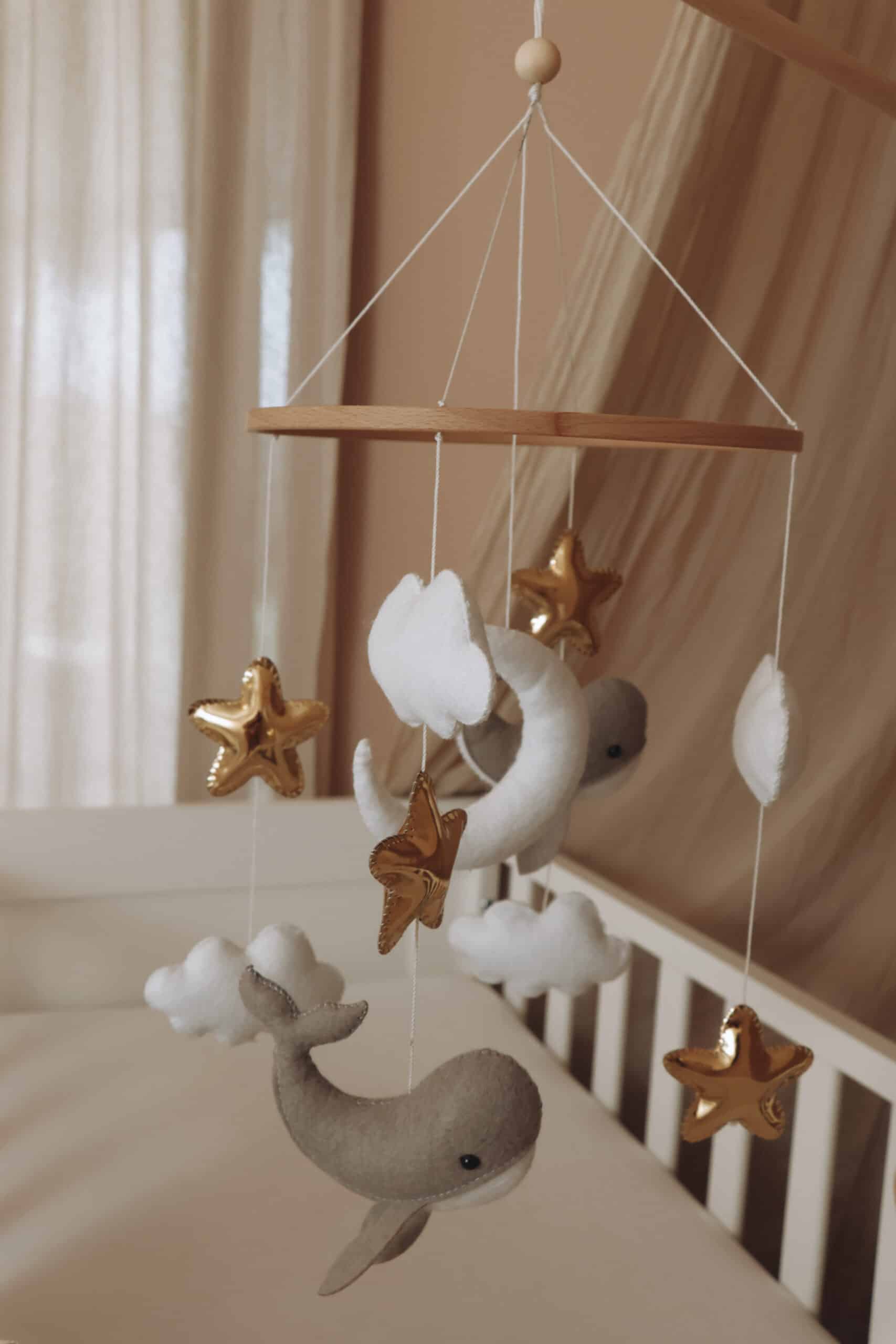 Handmade Little Whales baby mobile-13