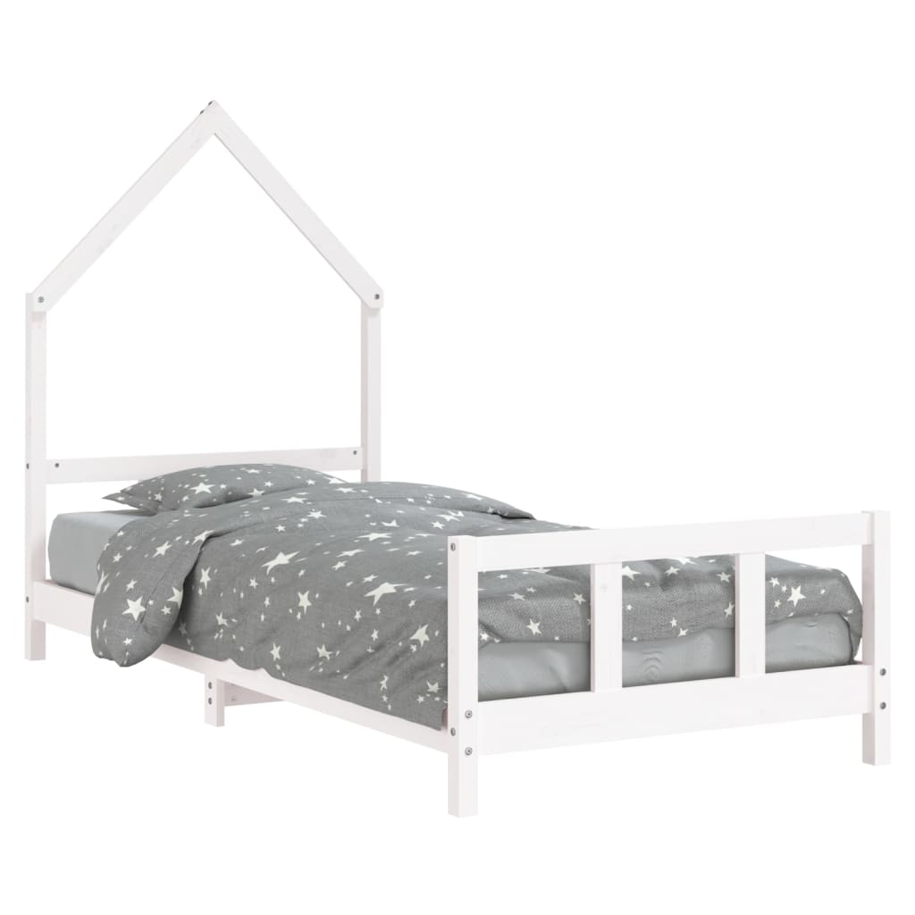 NNEVL Kids Bed Frame White 92x187 cm Single Solid Wood Pine