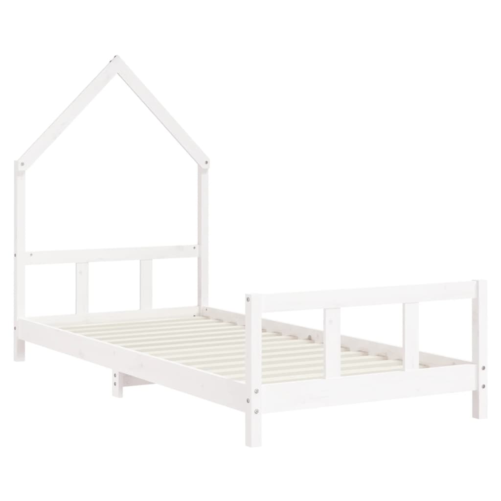 NNEVL Kids Bed Frame White 92x187 cm Single Solid Wood Pine