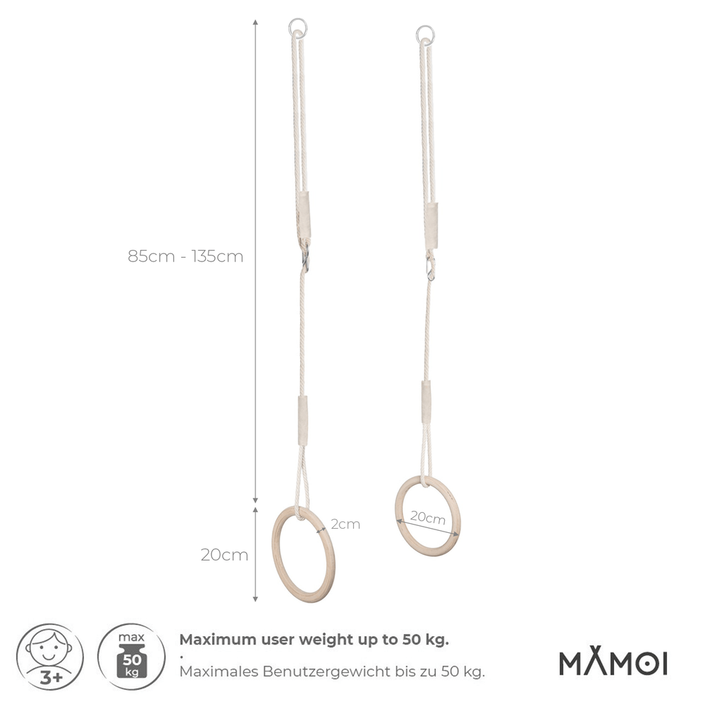 Trapeze swing with gym rings