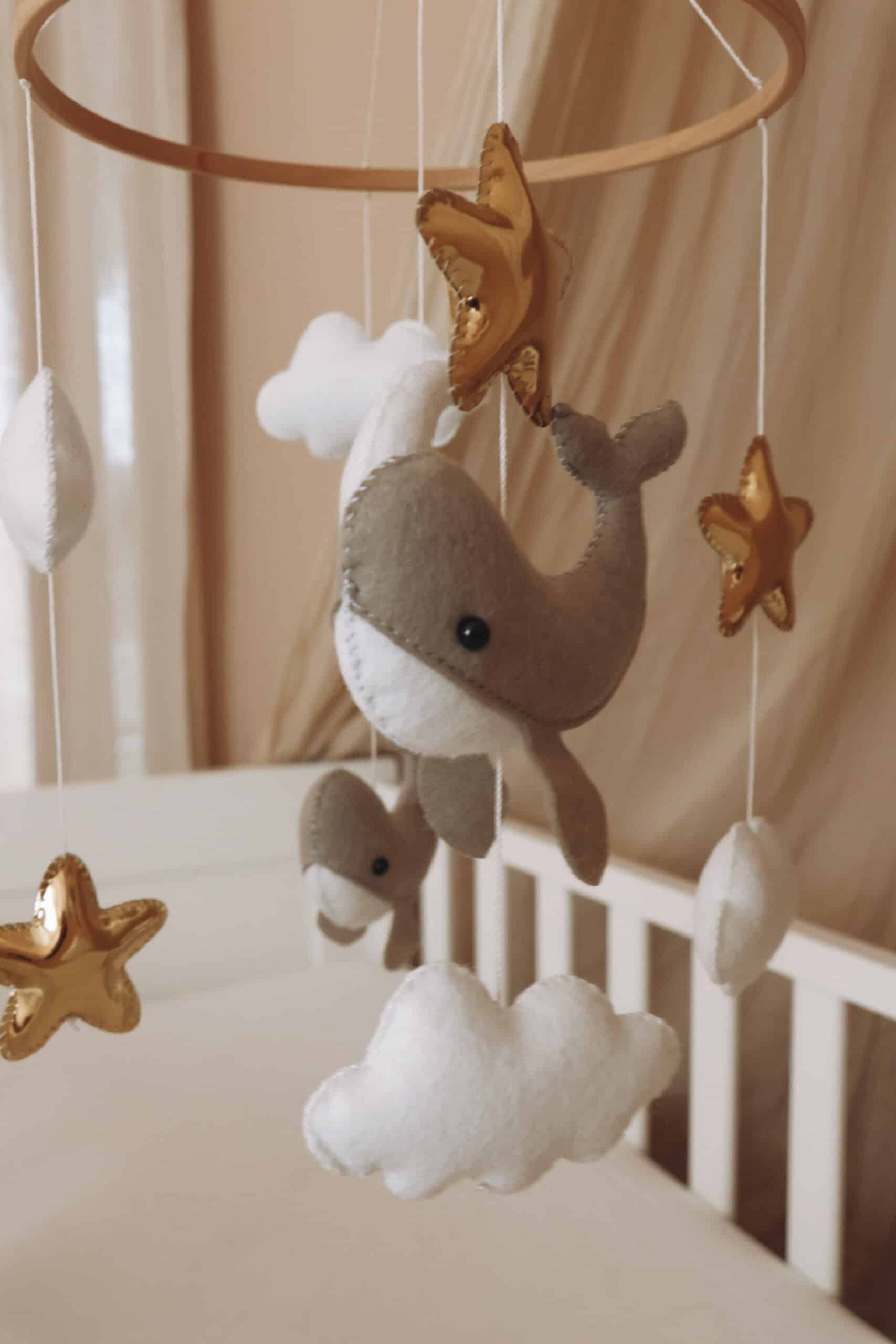 Handmade Little Whales baby mobile-4