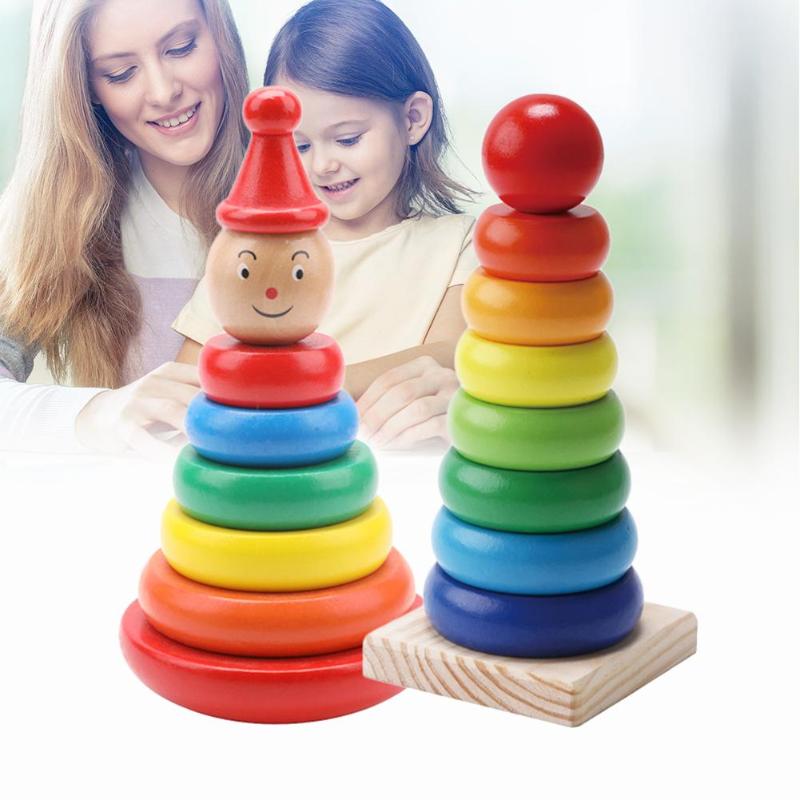 educational wooden stacked circle toy Montessori toddler skill game