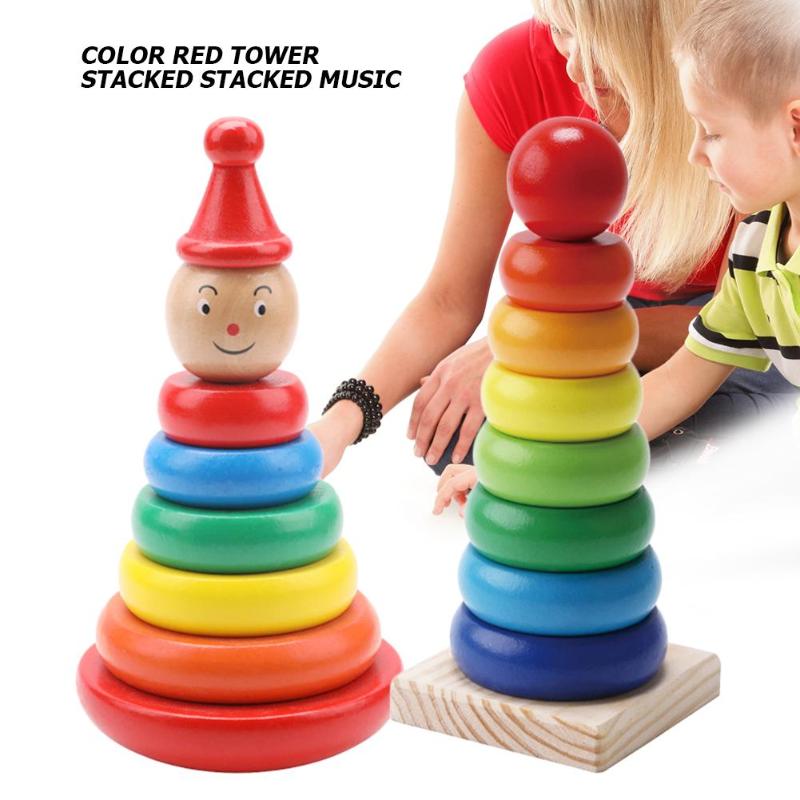 educational wooden stacked circle toy Montessori toddler skill game