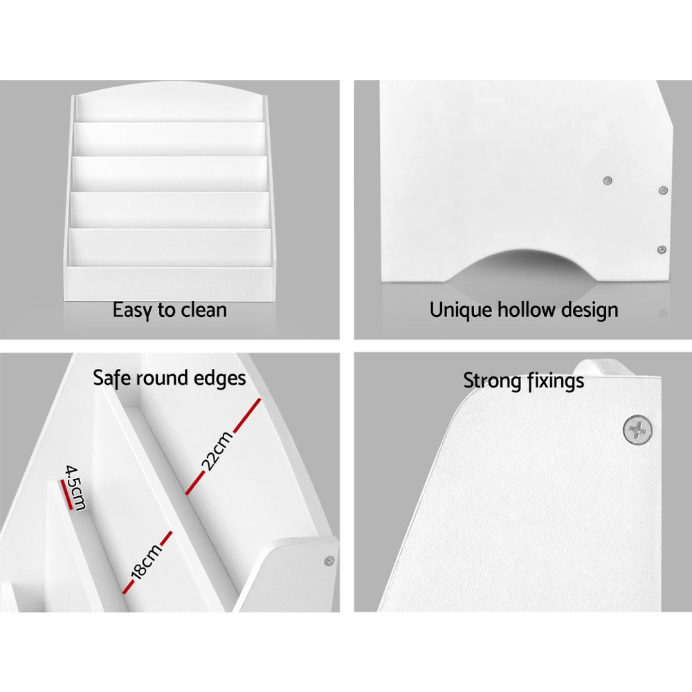 Keezi 5-Tier Kids Bookshelf in White