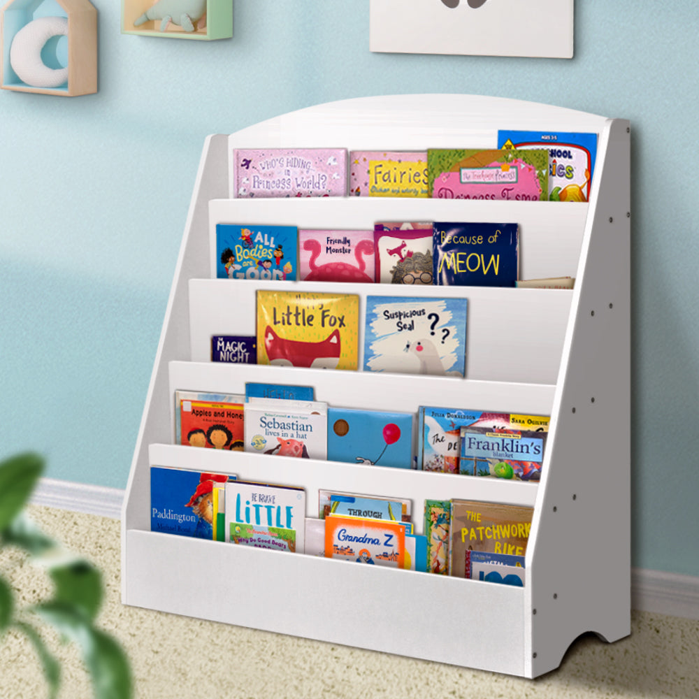 Keezi 5-Tier Kids Bookshelf in White