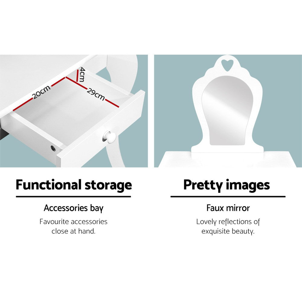 Keezi Kids Dressing Table & Stool Set – White