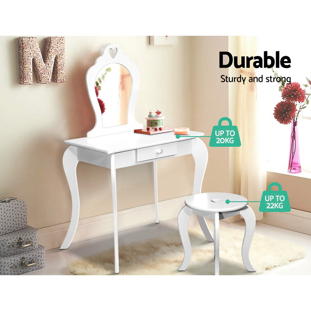 Keezi Kids Dressing Table & Stool Set – White