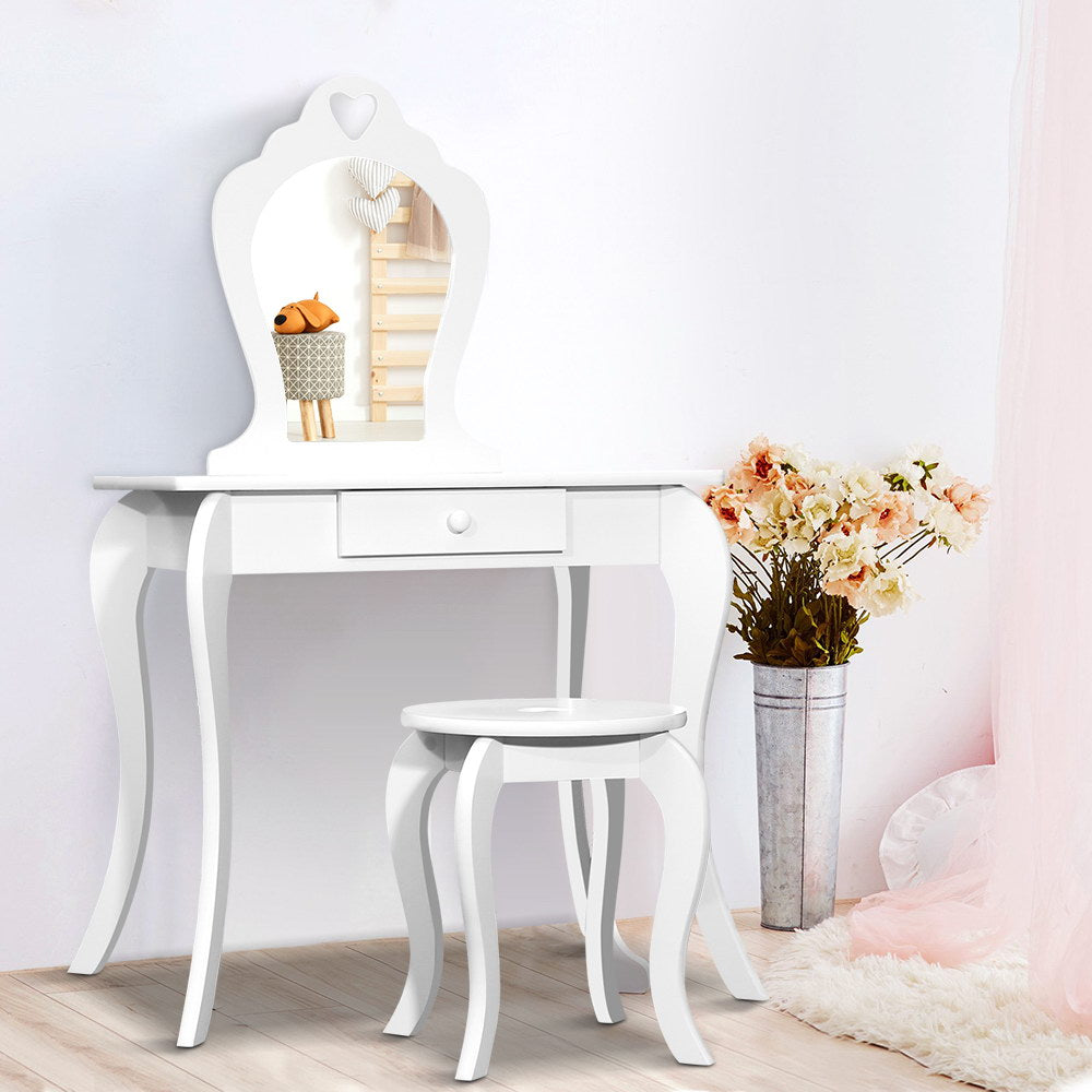 Keezi Kids Dressing Table & Stool Set – White