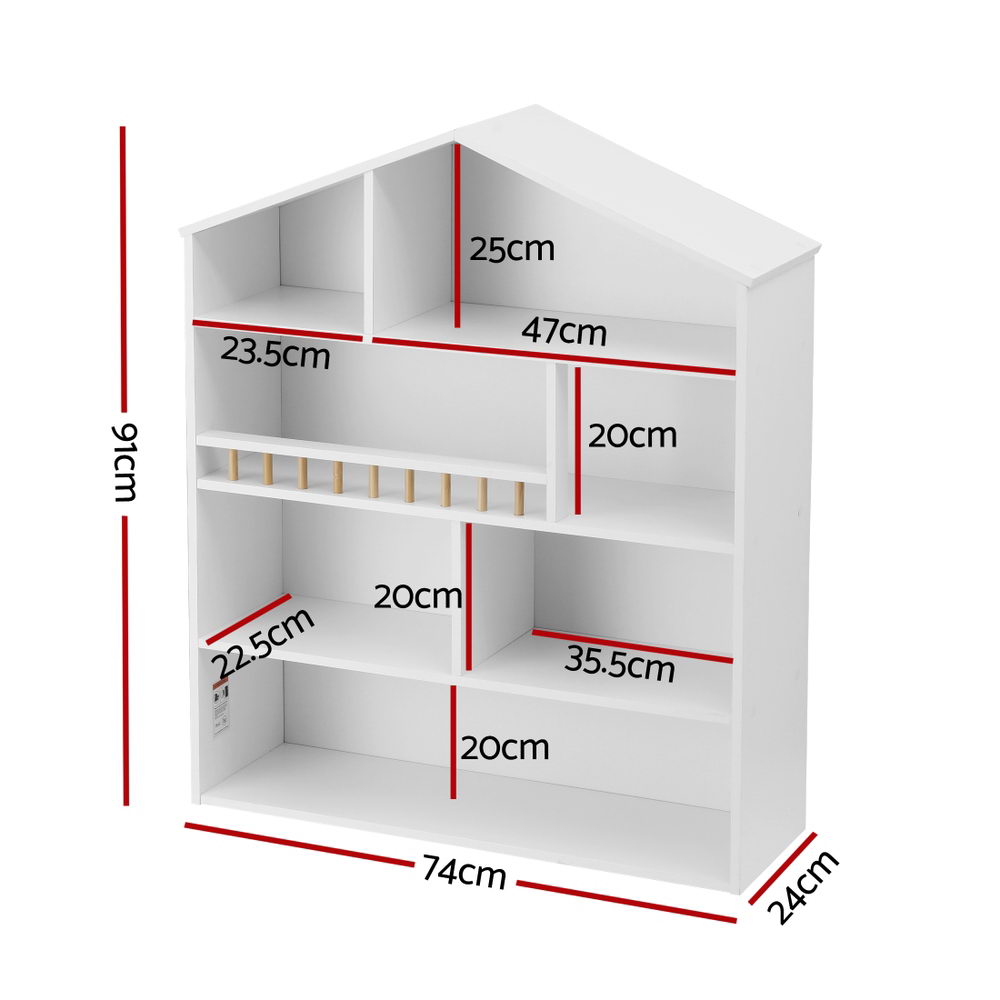 Keezi 4-Tier Kids Wooden Bookshelf – White
