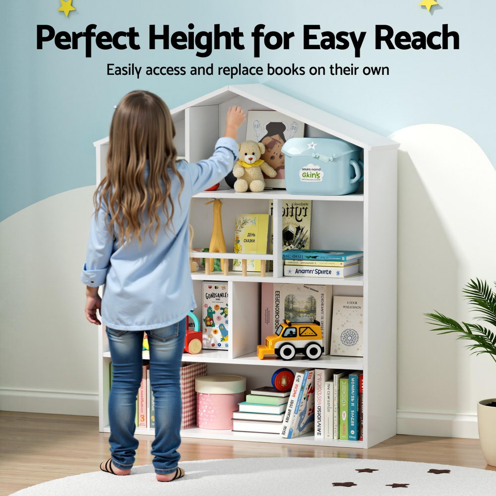 Keezi 4-Tier Kids Wooden Bookshelf – White