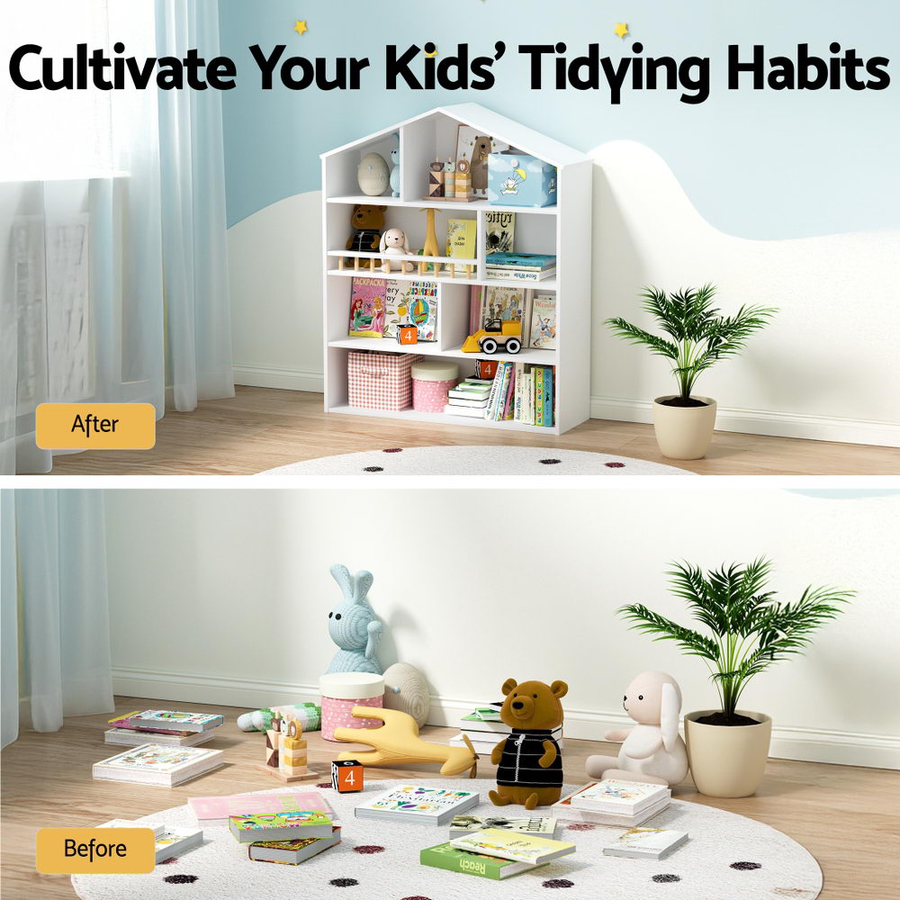 Keezi 4-Tier Kids Wooden Bookshelf – White