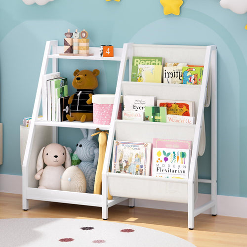 White 3-tier kids bookshelf for book storage and room organization