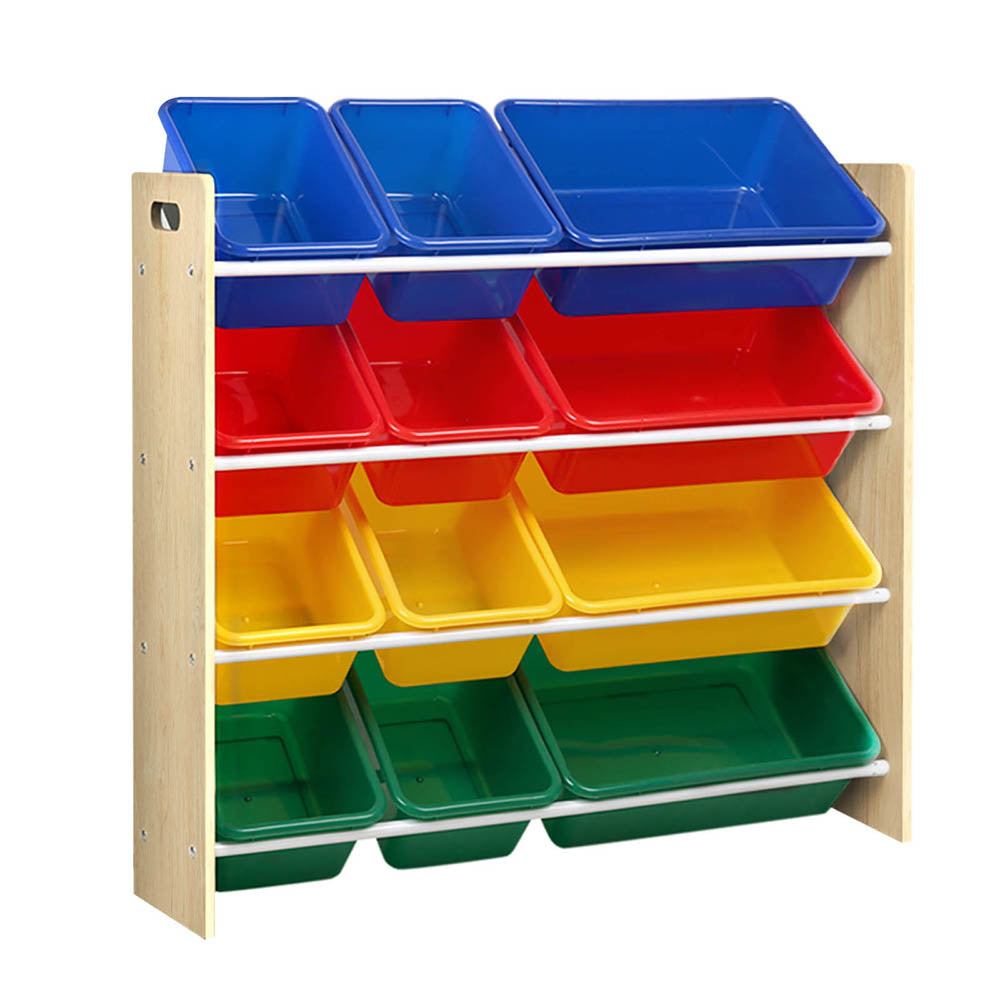 Keezi 12-Bin Kids Toy Storage & Bookshelf