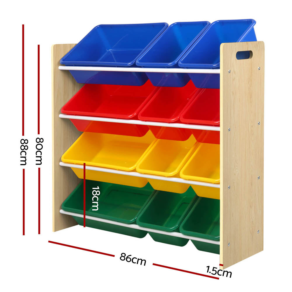 Keezi 12-Bin Kids Toy Storage & Bookshelf