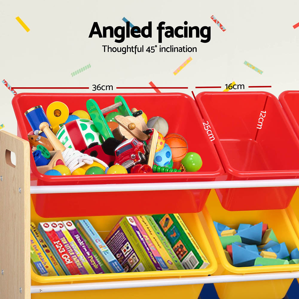 Keezi 12-Bin Kids Toy Storage & Bookshelf