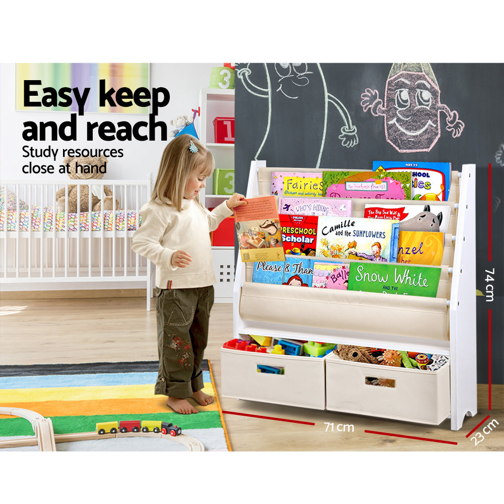 Keezi 4-Tier Kids Bookshelf with Drawer