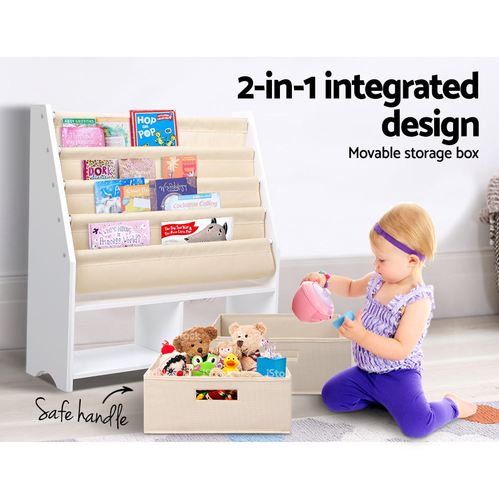 Keezi 4-Tier Kids Bookshelf with Drawer