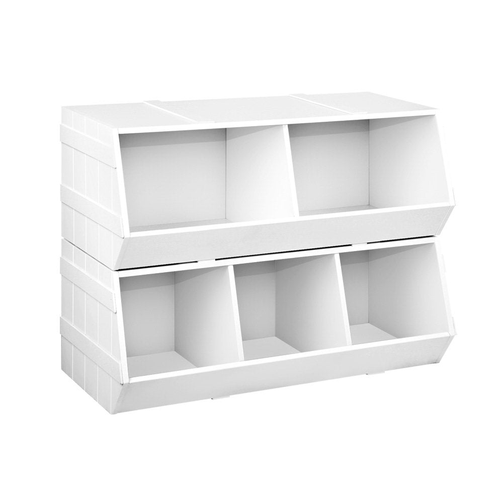 Keezi Kids Toy Box & Bookshelf – Stackable Storage