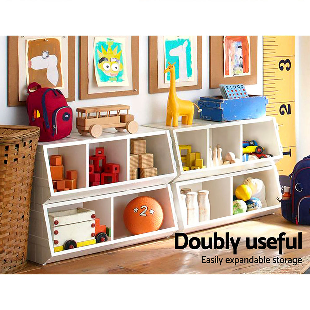 Keezi Kids Toy Box & Bookshelf – Stackable Storage