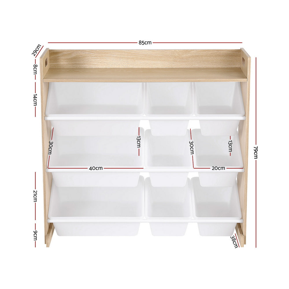 Keezi Kids 9-Bin Toy Storage & Bookshelf