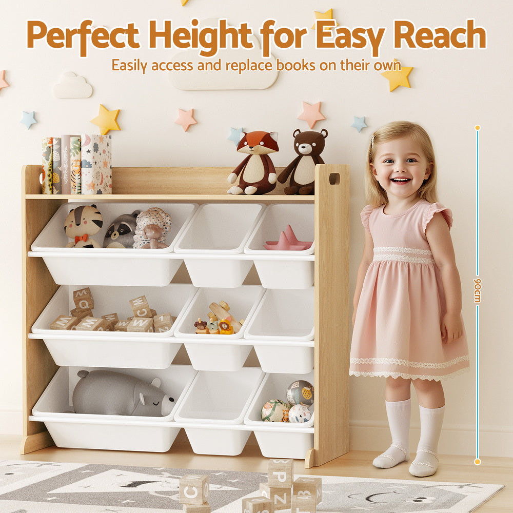 Keezi Kids 9-Bin Toy Storage & Bookshelf