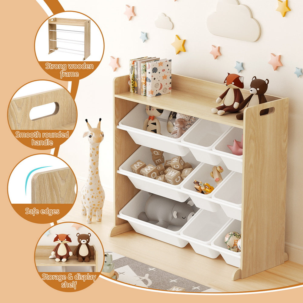 Keezi Kids 9-Bin Toy Storage & Bookshelf