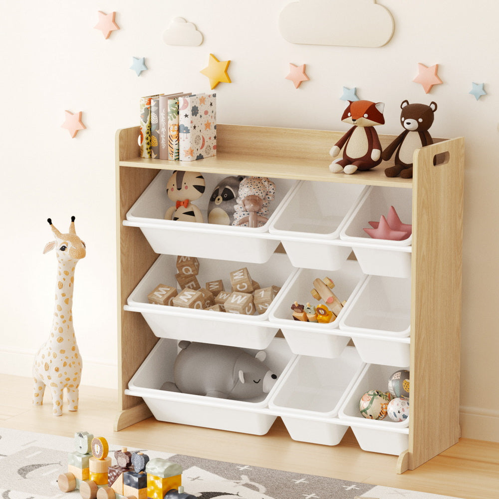 Keezi Kids 9-Bin Toy Storage & Bookshelf