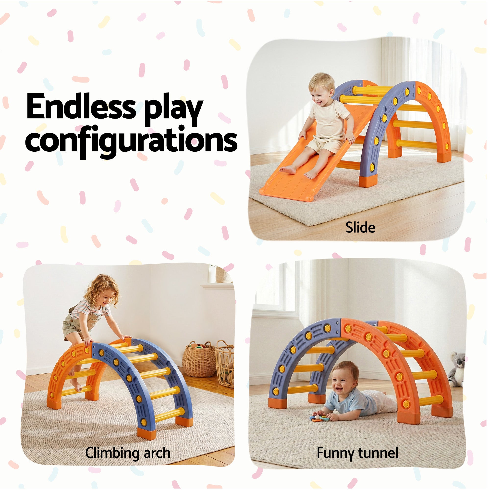 Keezi Kids Climbing Frame Set With Slide Indoor Outdoor Toddler Toys Pikler Arch Climber