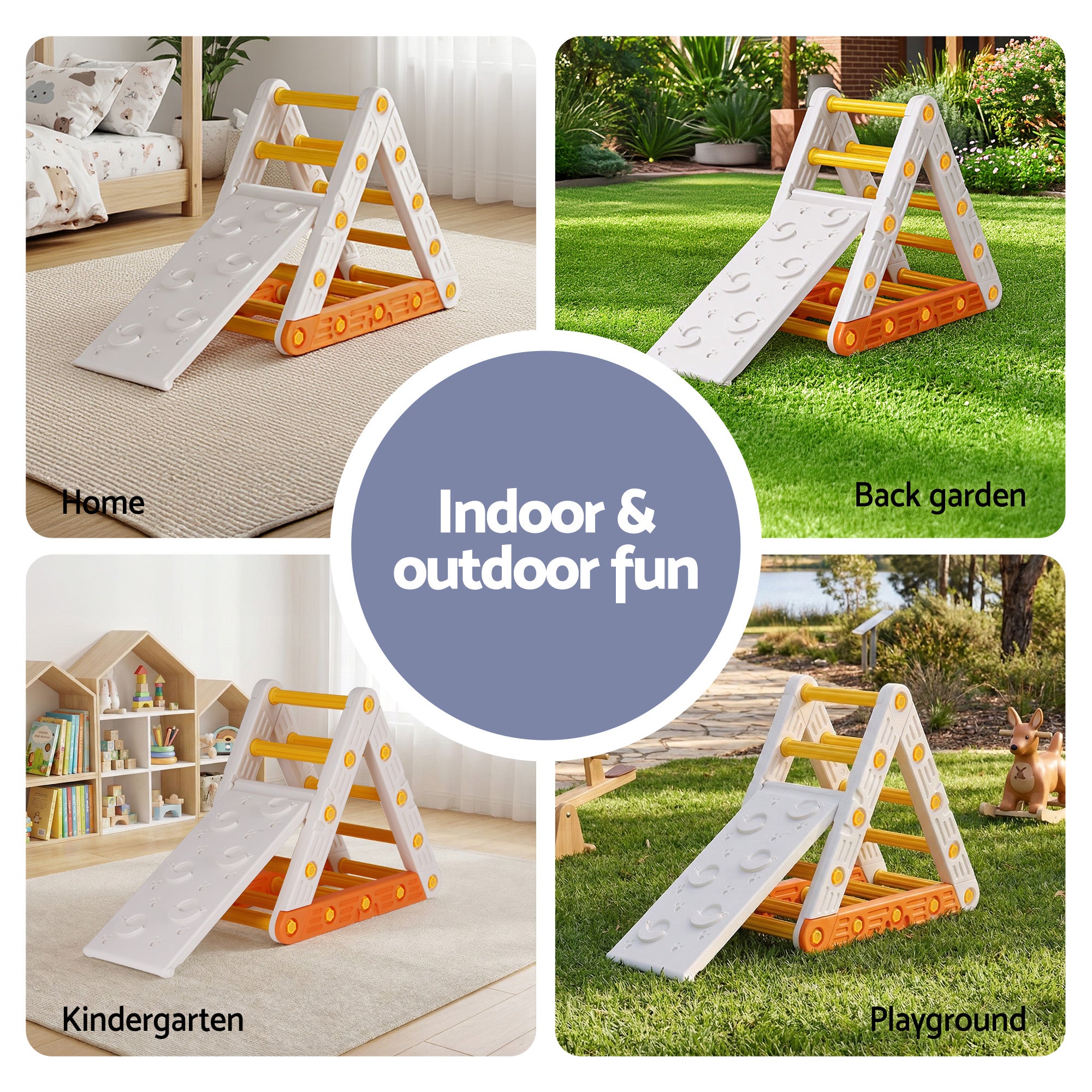 Toddler Climbing Frame Set with Slide and Triangle Climber – Indoor & Outdoor Play