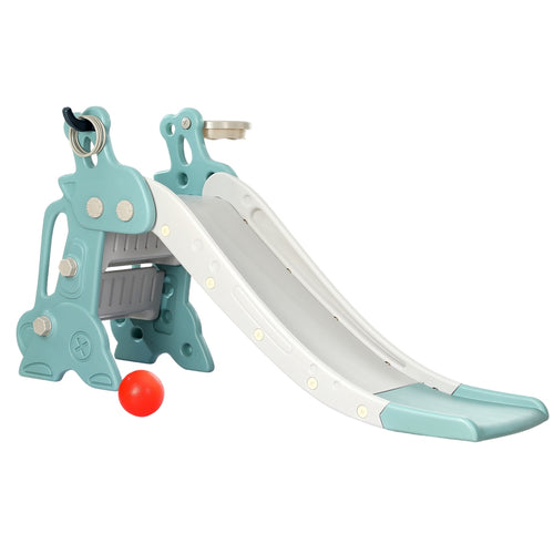 Children's slide with a red ball on a white background