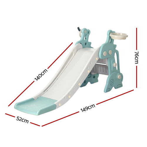 Children's slide with a red ball on a white background