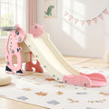 Kids Dragon Slide Set with Basketball Hoop – 125cm Outdoor Playground Toy (Pink)
