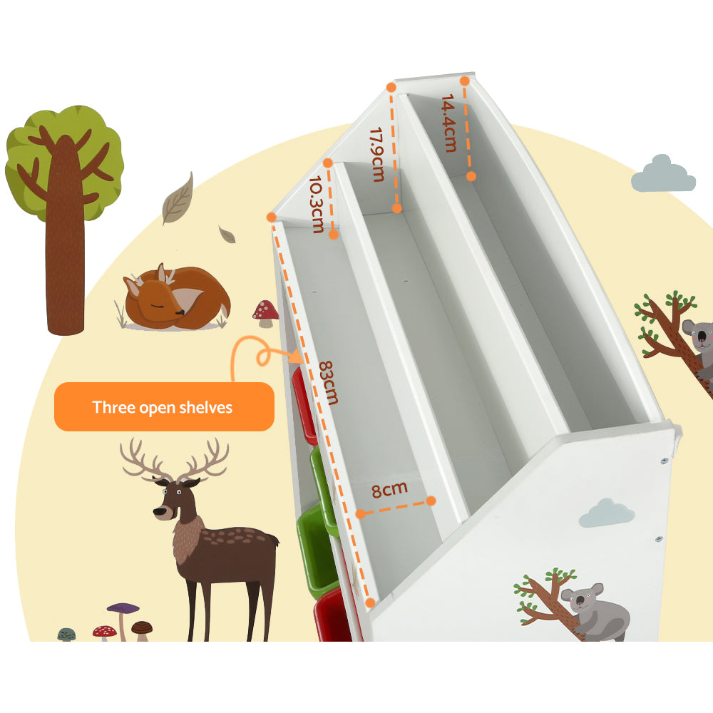 Keezi 3-Tier Toy Storage & Bookshelf – 6 Bins