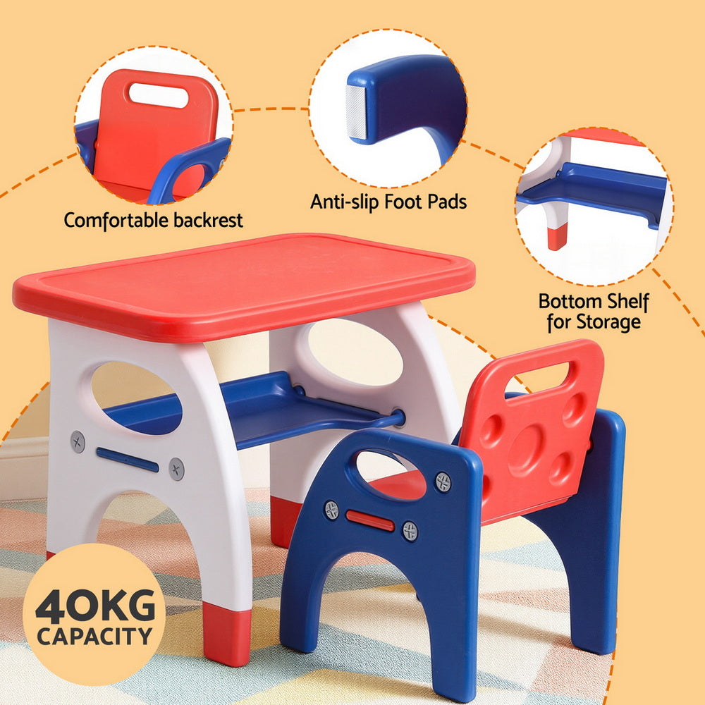 Keezi Kids Table and Chair Set HDPE Toddler Activity Play Set Orange/Yellow