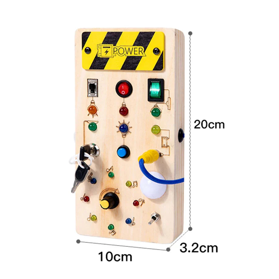 Montessori LED busy board wooden sensory toy kids