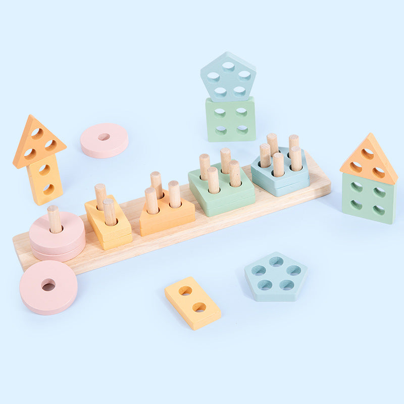 Montessori Geometric Shape Wooden Educational Toy Set for Children-3